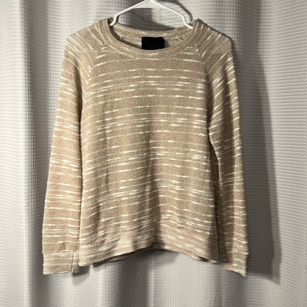 Harlow & Graham Tan and White lightweight Spring Sweater size Small